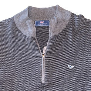 Vineyard Vines Men’s XL Gray Quarter Zip Sweater Pullover Whale Logo Cotton